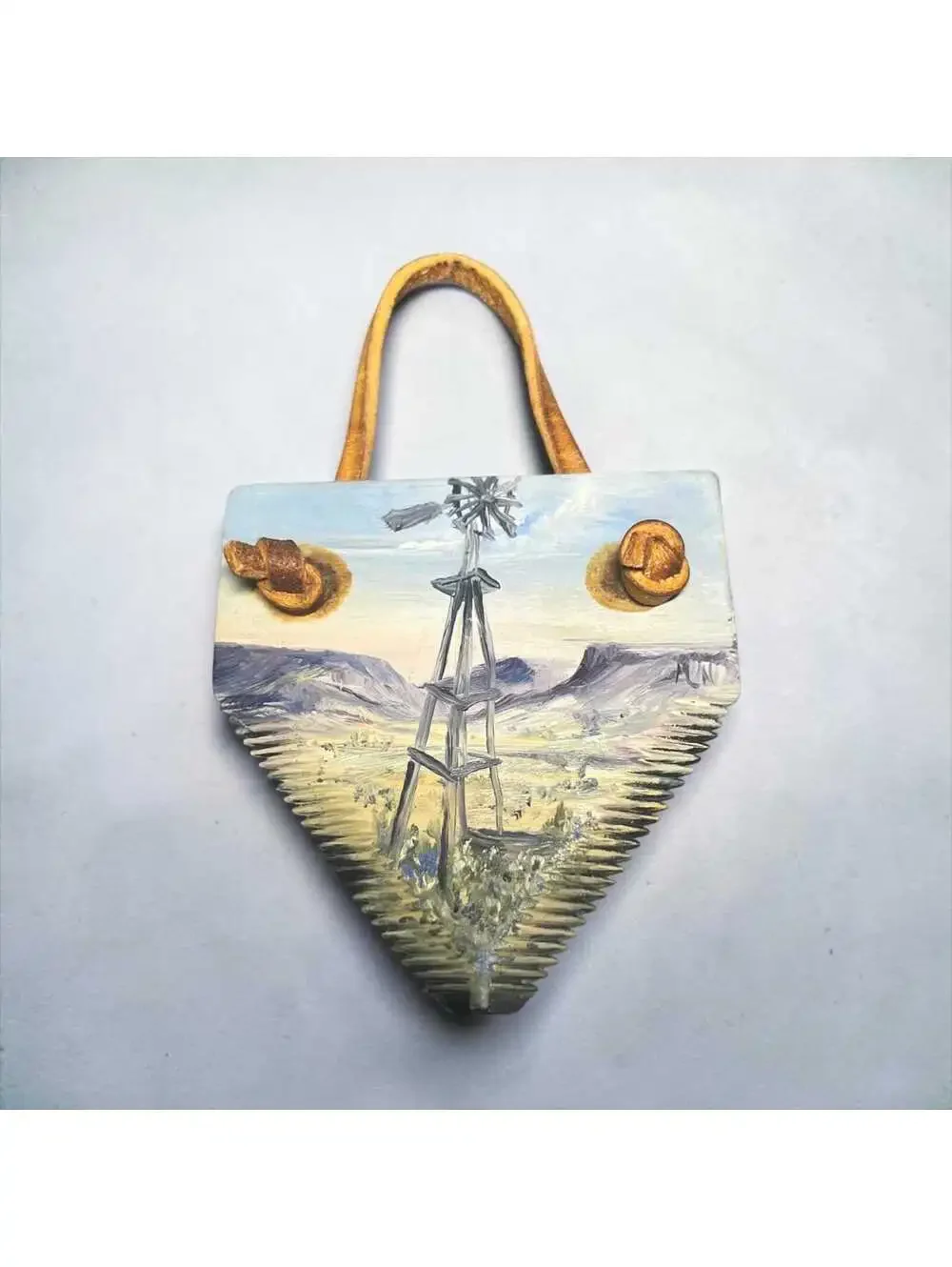 Hand Painted John Deere Plow Tooth Repurposed as Southwestern Scene Folk Art